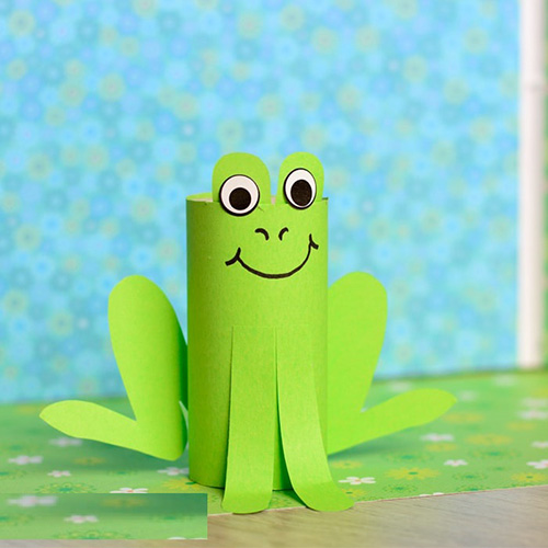 Artesanato de sapo de rolo de papel - artesanato de rolo de papel higiênico para crianças